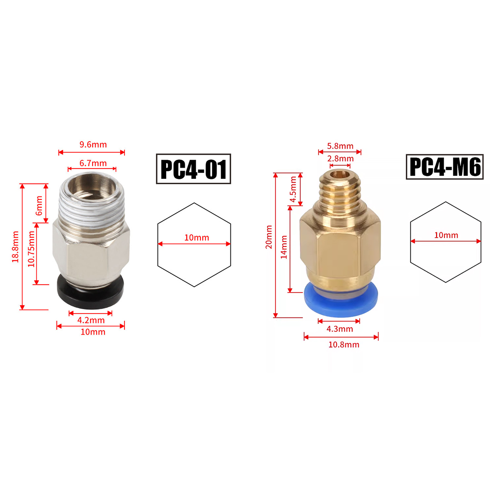 Ptfe Tape Thread - 10 stks/partij PC4-M10 Pneumatische Connectoren Voor